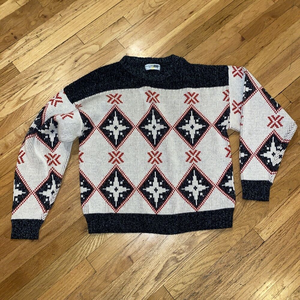 Vintage 90s MERGER Knit Pullover Sweater Men’s Size Large GRANDPA Ski